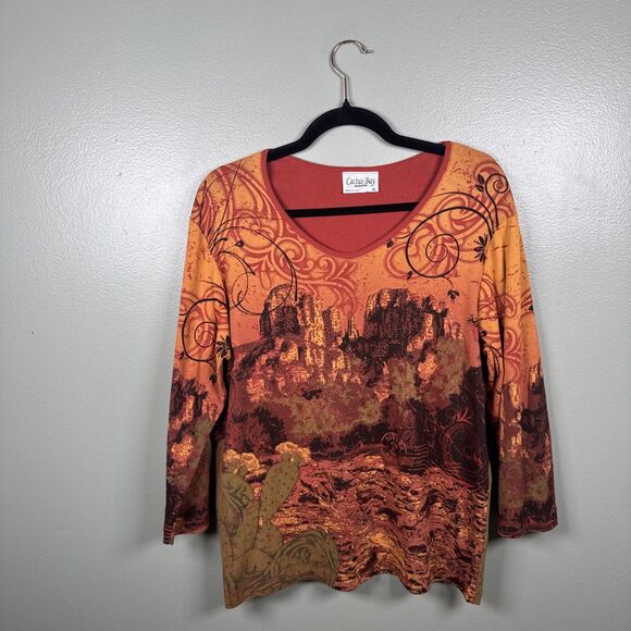 Cactus Bay Apparel Burnt Orange Sedona Arizona Embellished Women’s Size XL - Picture 1 of 7
